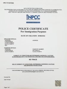 blank official UK police check document