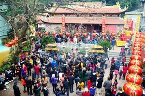 a temple full of worshippers at tet