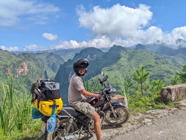 Andrew driving a Honda Master in Ha Giang