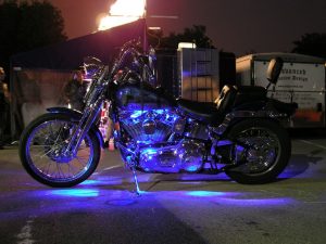 Bright lights on motorbike