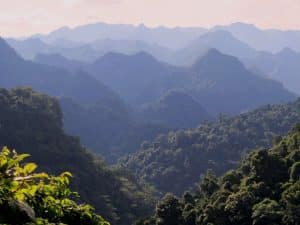 limestone mountains in Phong Nha Ke Bang National Park, seen from the Western Ho Chi Minh Road