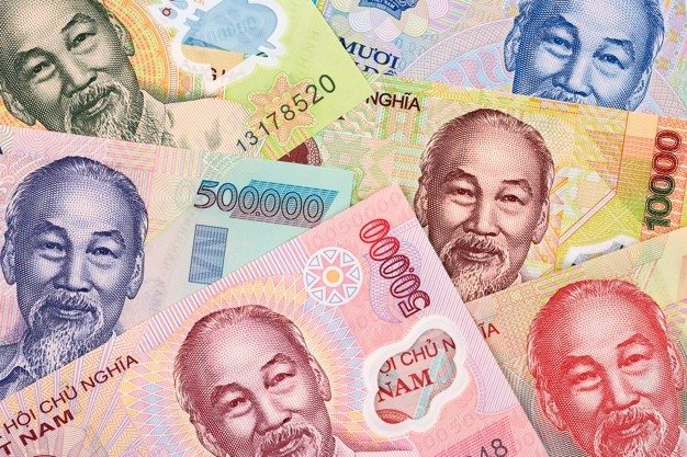 a selection of Vietnamese banknotes