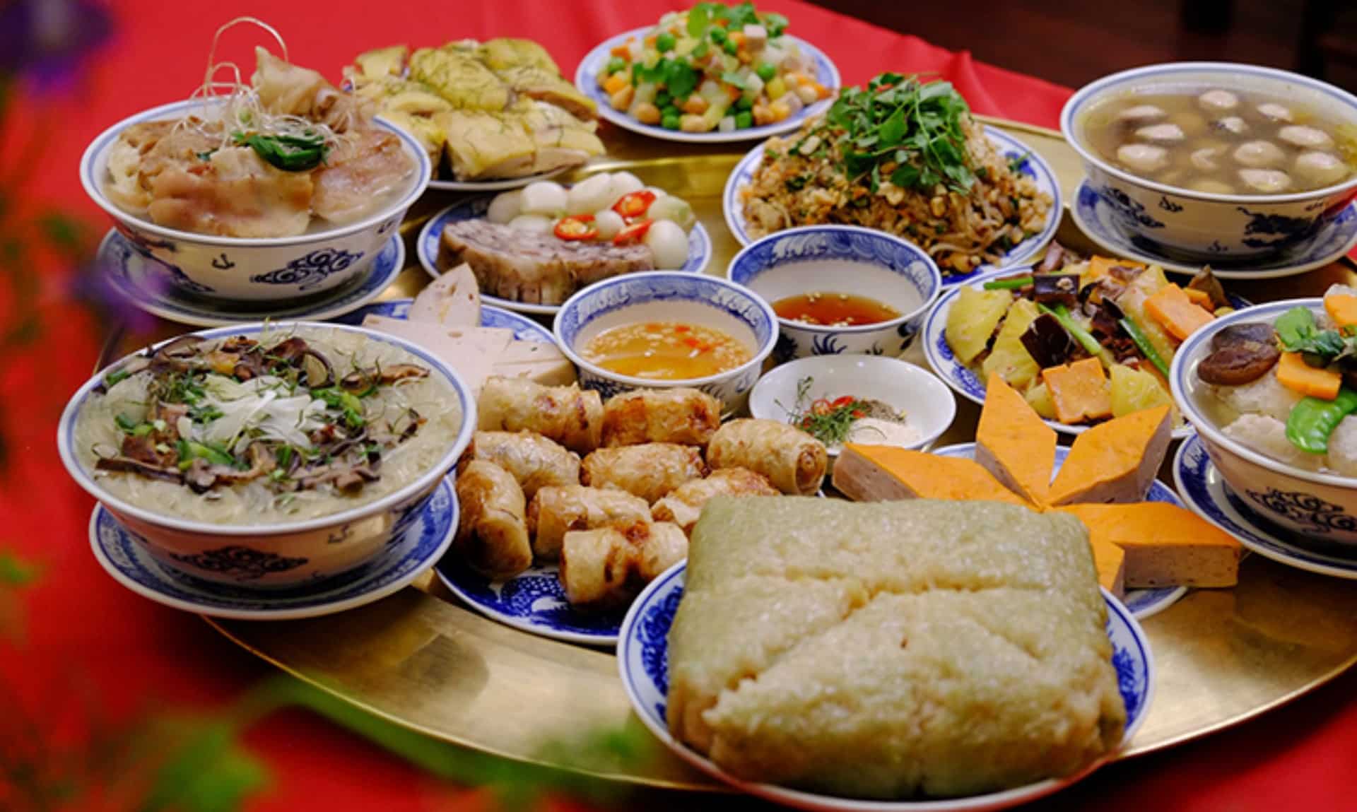 a wonderful spread of delicious foods for tet