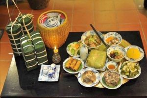 a traditional Lunar New Year spread in North Vietnam