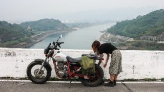 Honda FTR parked at Hoa Binh Dam