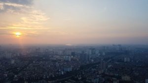 sunset over the city of Hanoi