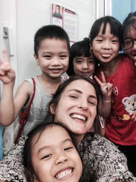 Ellie and some of her students in Hanoi