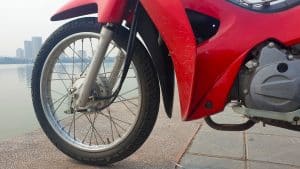 Vietnam Motorcycle Rentals: Honda Blade - front wheel