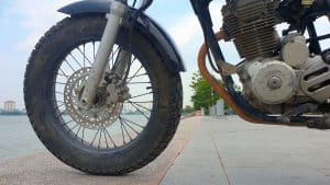 Vietnam Motorcycle Rentals: Honda FTR 230 - front wheel