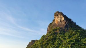 a big pointy rock in Ha Long Bay, Vietnam