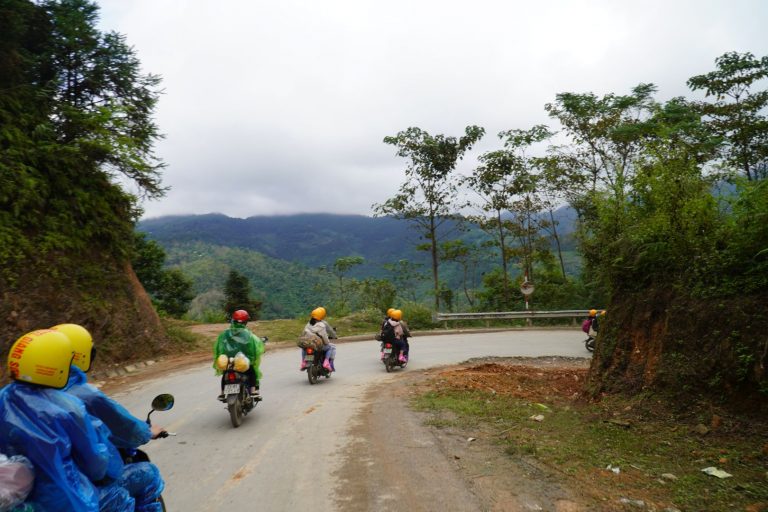 A group of riders on a tour in ha giang renting bikes from Giang Son