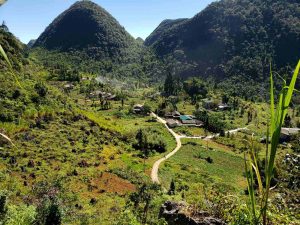 the winding roads through the small hillocks of ha giang