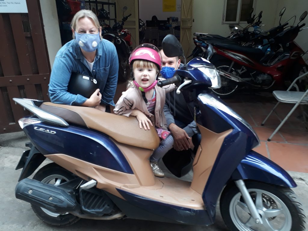 A family adventure on a Honda Lead from rentabike hanoi