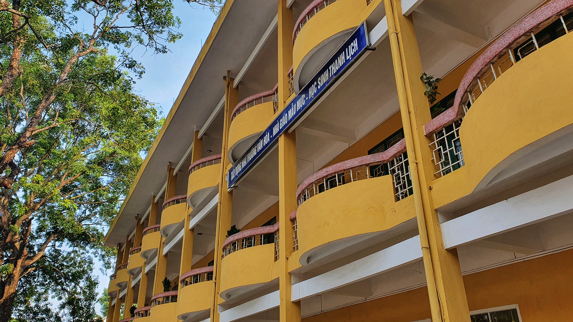 typical ochre school building in Hanoi