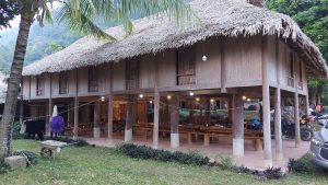 Traditional stilt house hotel in pu luong National Park