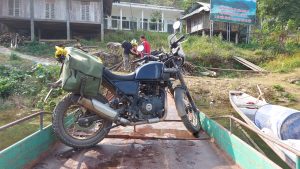 Royal enfield himalayan ready to get off the boat in da bac