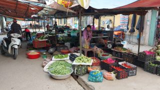 some fruit and veg stalls in bao lac market cao bang