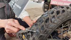 puncture on the royal enfield a screw in the works