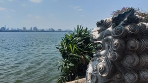 The lion looking out over west lake