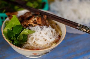 a plate of bun cha in Hanoi_s Old Quarter