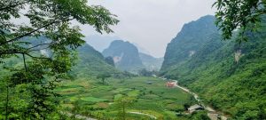 a view of the valley and hills in Cao Bang
