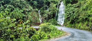 small waterfall on the roadside in Ha Giang