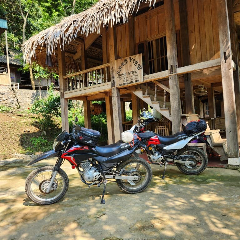 Honda XR150s outside homestay in Da Bac Hoa Binh