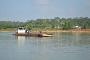 ferry on the Black River in north Vietnam