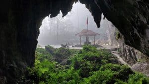 looking out of the cave in Hong An, Cao Bang