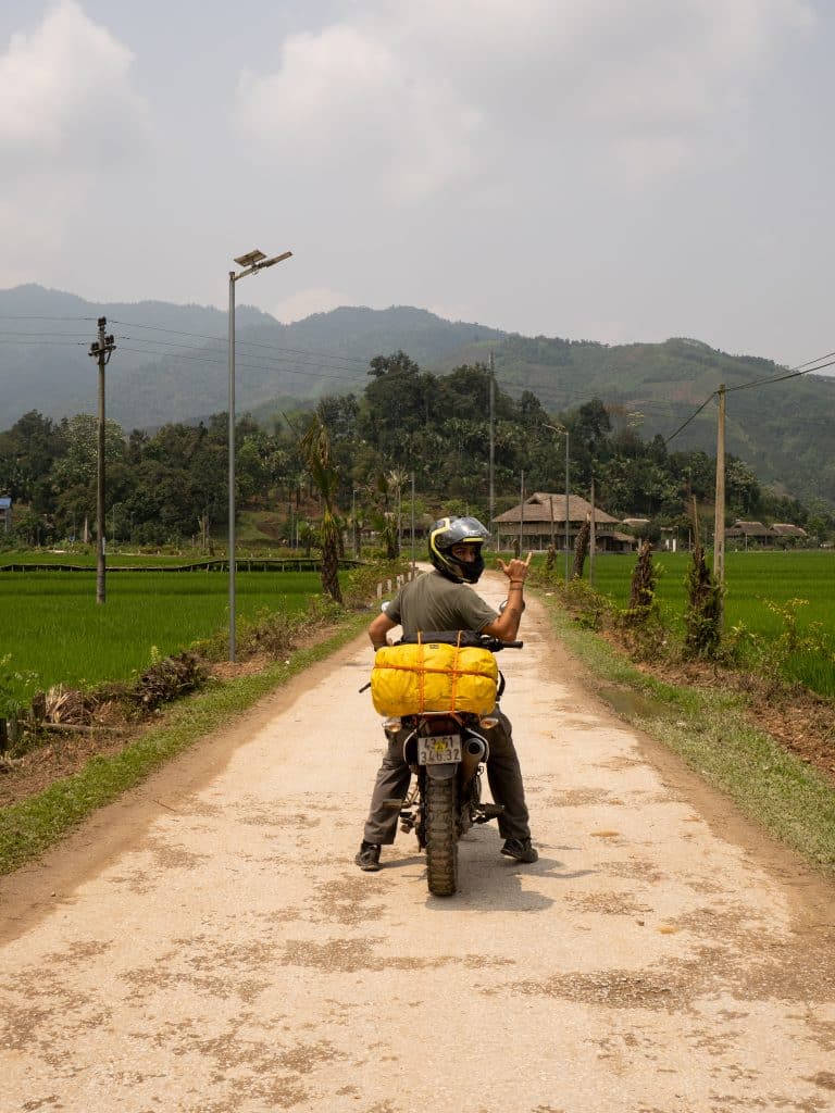 straight road heading to the mountains in northern Vietnam