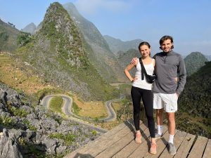 Olivia and boyfriend at Tam Pass in Ha Giang