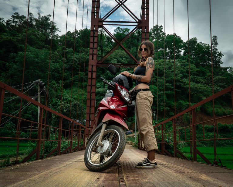 Patrycja on a Vietnam motorcycle tour in Bac Son, Lang Son