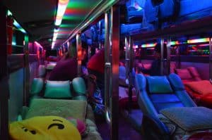 the inside of the hanoi to ha giang sleeper bus