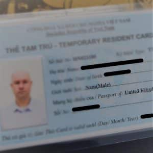 the temporary resident card issued by the vietnamese government - front