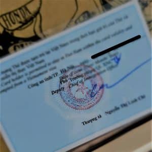 the temporary resident card issued by the vietnamese government - rear