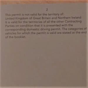 UK International Driving Permit Page 2
