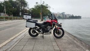 Honda CB500x ready to tour with top box and panniers