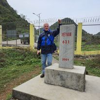Paul Brooke at the border post on the Vietnamese side