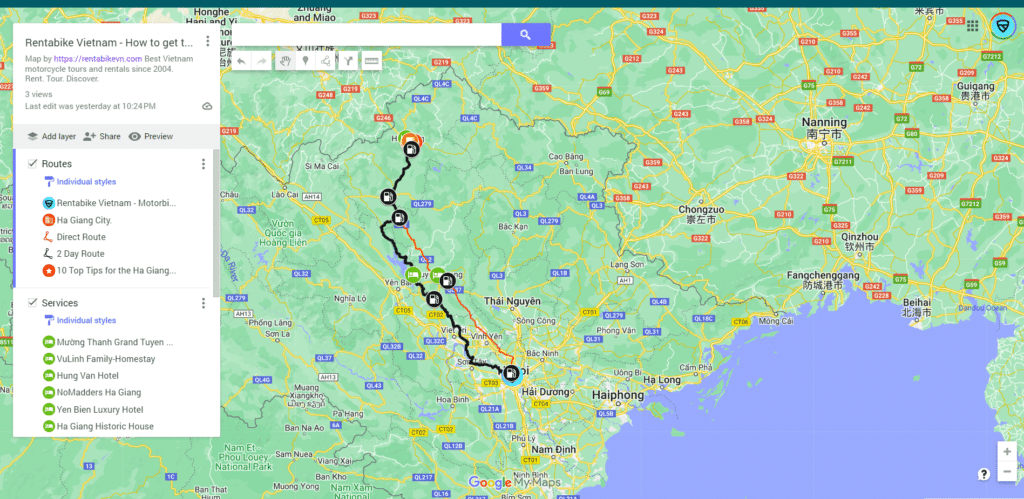Rentabike Vietnam Google Map laptop Screenshot