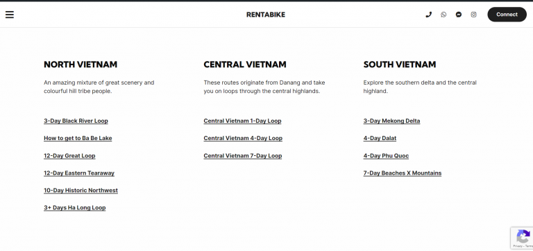 Rentabike Vietnam Maps Page lower section