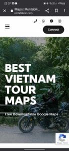 rentabike vietnam maps page on mobile phone