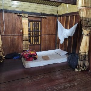 A typical homestay bed that we use on the Cao Bang Loop