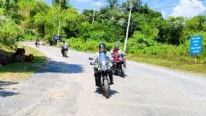 Honda CB500x riding the back roads to Hoa Binh City