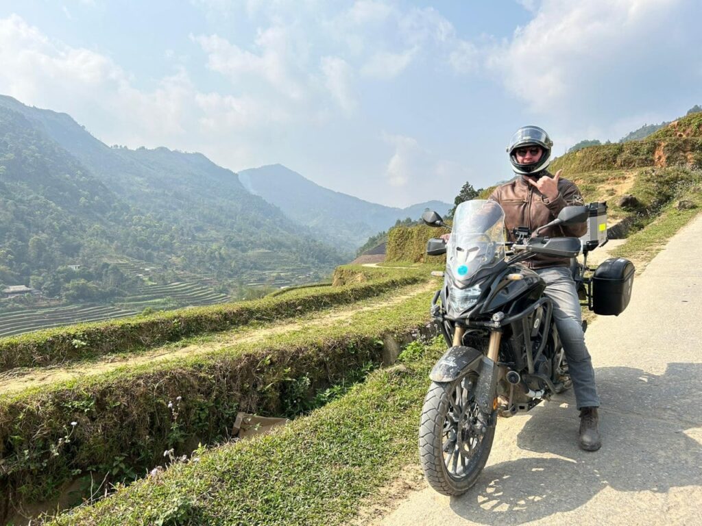 The Honda CB500x in Hoang Su Phi rice terraces