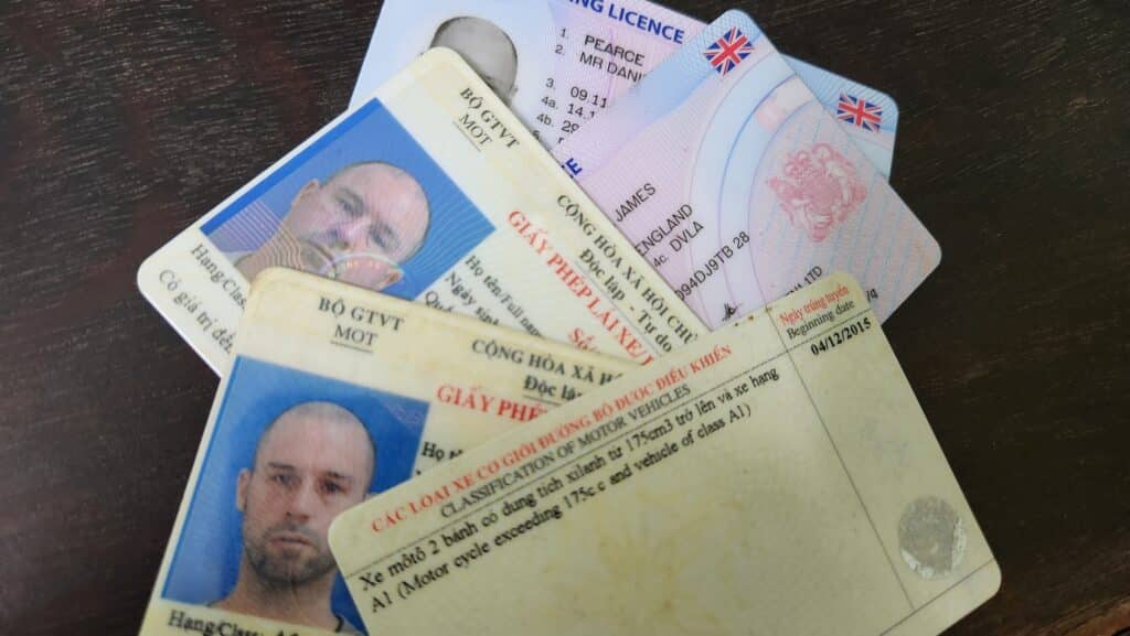 several ASEAN and UK motorcycle driving licenses