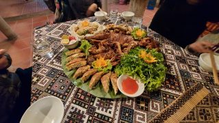 gorgeous Vietnamese meal prepared for us in Mai Chau, Hoa Binh