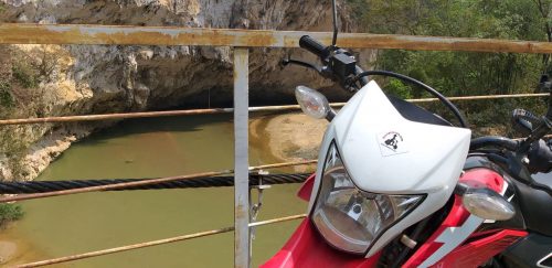 Honda XR150 parked up near near the cave by the QL15