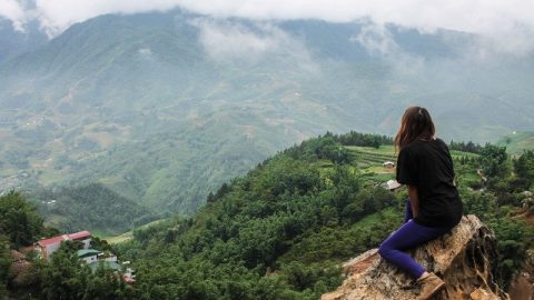 hiking on a cloudy day in Sapa