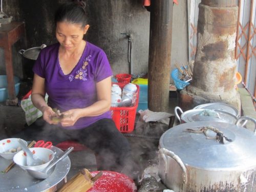 steamed rice flour rolls (bánh cuốn) - breakfast in Chợ Rã
