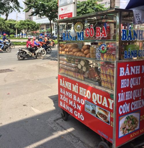 a banh mi stall, selling Vietnamese subs a banh mi stall, selling Vietnamese subs